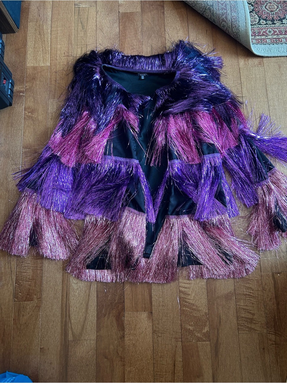 Nasty Gal Metallic Tinsel Fringe Open Front Jacket Festival Concert Party Size 6 - Picture 2 of 8